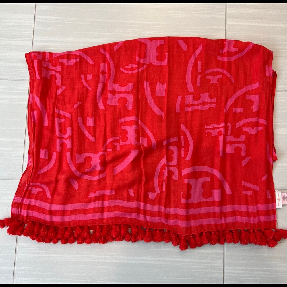Tory Burch Scarf/Wrap (red and pink)